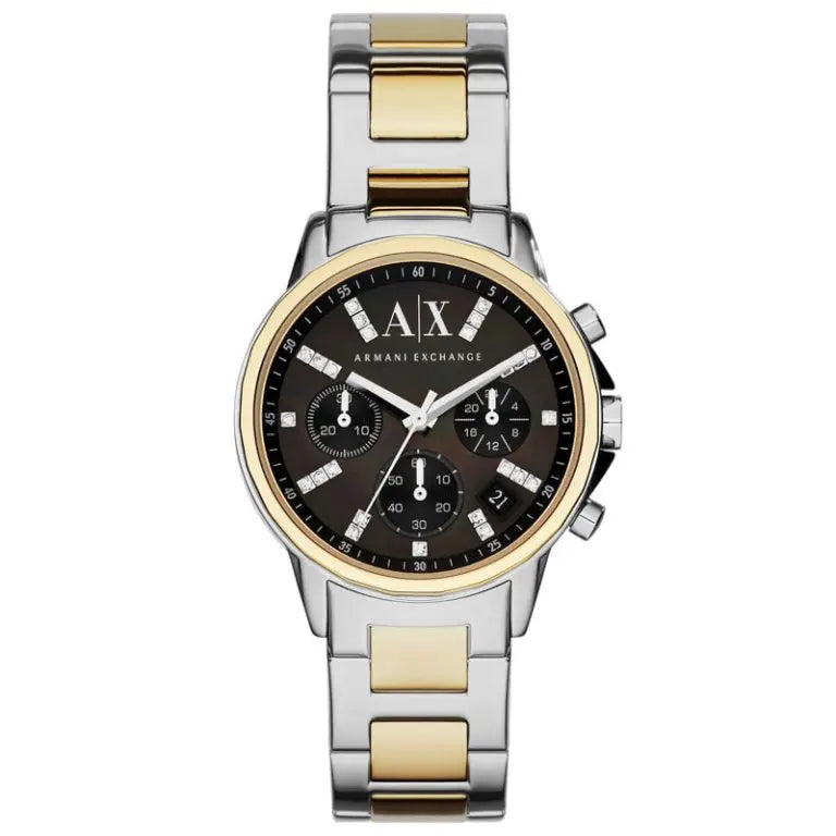 Armani Exchange Women’s Quartz Two Tone Stainless Steel Black Dial 36mm Watch AX4329