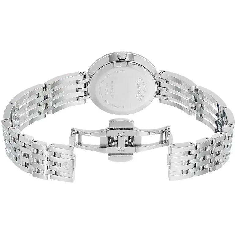 Movado Women’s Quartz Swiss Made Stainless Steel Black Dial 28mm Watch 0607051