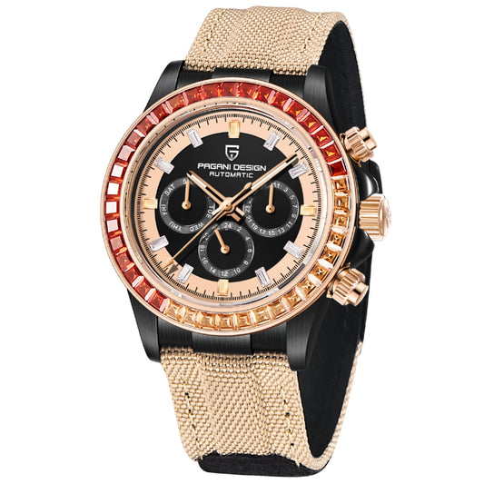 Pagani Design Black Stainless Steel Rainbow Bezel Automatic Watch for Gents - PD-1732
