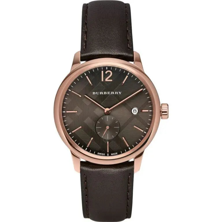 Burberry Men’s Swiss Made Leather Strap Brown Dial 40mm Watch BU10012