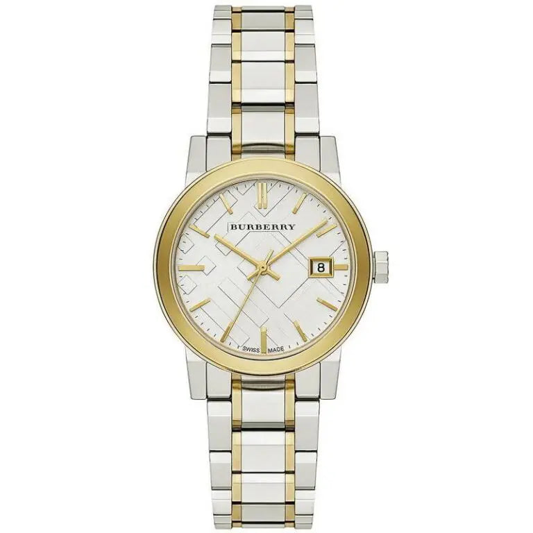 Burberry Women’s Swiss Made Quartz Two-Tone Stainless Steel Silver Dial 34mm Watch BU9115