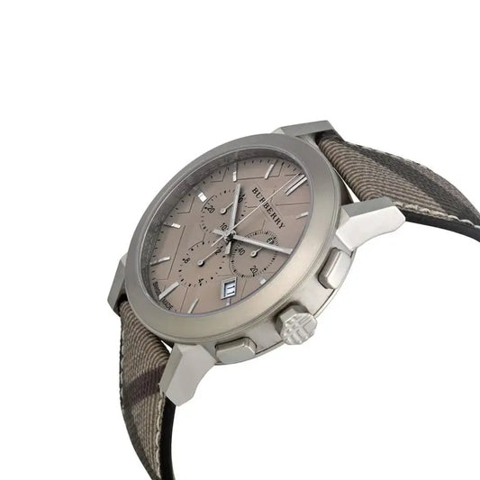Burberry Men’s Leather Strap Brown Impressed Check Dial 42mm Watch BU9361
