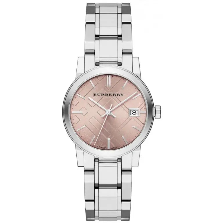Burberry Women’s Swiss Made Stainless Steel Pink Dial 34mm Watch BU9124