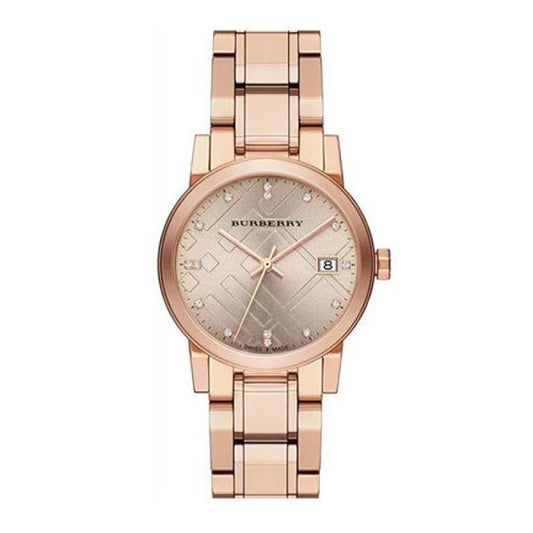 Burberry Women’s Swiss Made Stainless Steel Rose Gold Dial 34mm Watch BU9126