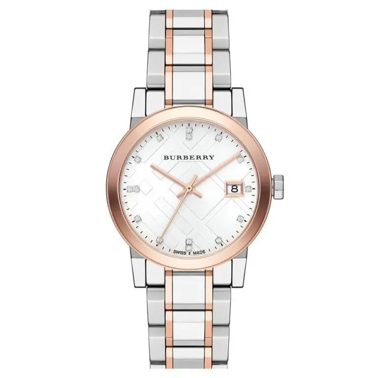 Burberry Women’s Swiss Made Two-Tone Stainless Steel Silver Dial 34mm Watch BU9127