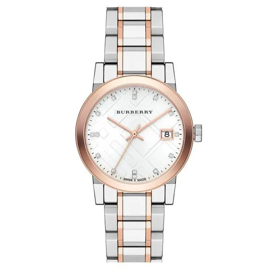 Burberry Women’s Swiss Made Two-Tone Stainless Steel Silver Dial 34mm Watch BU9127