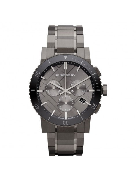 BURBERRY Men’s Swiss Made Black Stainless Steel Dark Grey Dial 42mm Watch BU9381