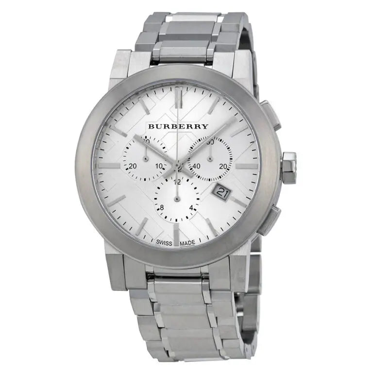 Burberry Unisex Silver Stainless Steel Swiss Made Silver 42mm Watch BU9350