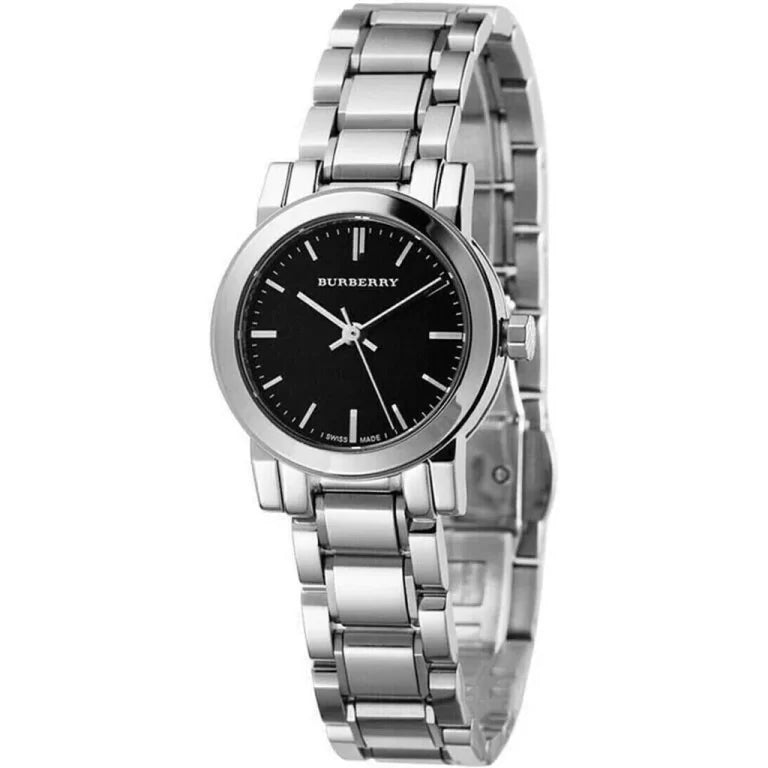 Burberry Women’s Swiss Made Quartz Silver Stainless Steel Black Dial 26mm Watch BU9201