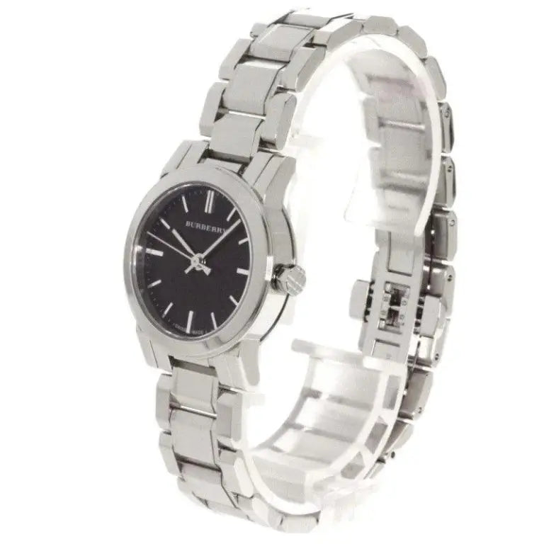 Burberry Women’s Swiss Made Quartz Silver Stainless Steel Black Dial 26mm Watch BU9201
