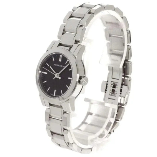 Burberry Women’s Swiss Made Quartz Silver Stainless Steel Black Dial 26mm Watch BU9201