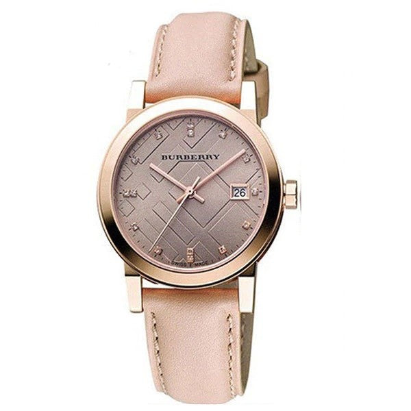 Burberry Women’s Swiss Made Leather Strap Gold Dial 34mm Watch BU9131