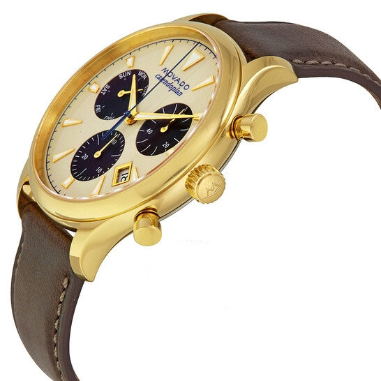Movado Men’s Swiss Made Quartz Leather Strap Parchment Dial 43mm Watch 3650007