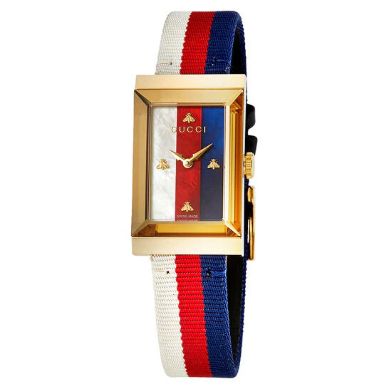 Gucci Women’s Swiss Made Quartz Multi Color Leather Strap Multi Color Dial 21mm Watch YA147405