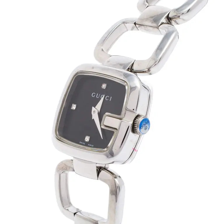 Gucci Women’s Swiss Made Quartz Stainless Steel Black Dial 24mm Watch YA125509