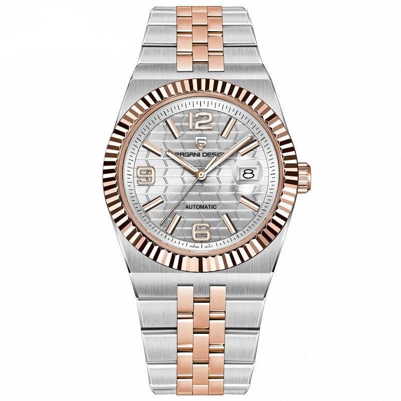 Pagani Design Rose Gold Stainless Steel White Dial Automatic Watch for Gents - PD-YS027