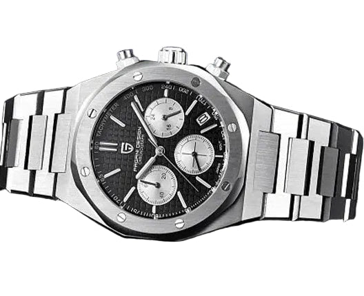 Pagani Design Stainless Steel Black Dial Quartz Chronograph Watch for Gents - PD-1707