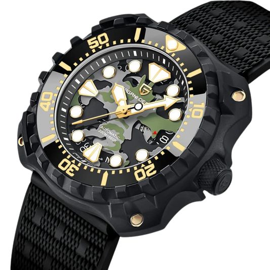 Pagani Design Black Stainless Steel Green Camo Dial Automatic Watch for Gents - PD-YN009
