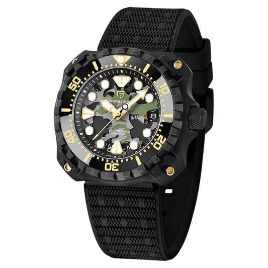 Pagani Design Black Stainless Steel Green Camo Dial Automatic Watch for Gents - PD-YN009