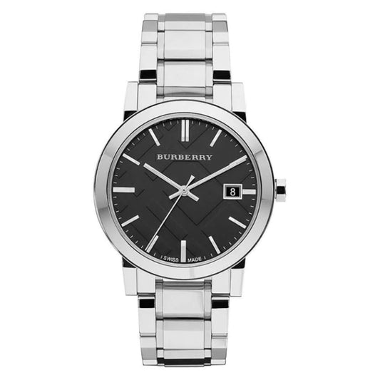 Burberry Men’s Stainless Steel Swiss Made Black Dial 38mm Watch BU9001