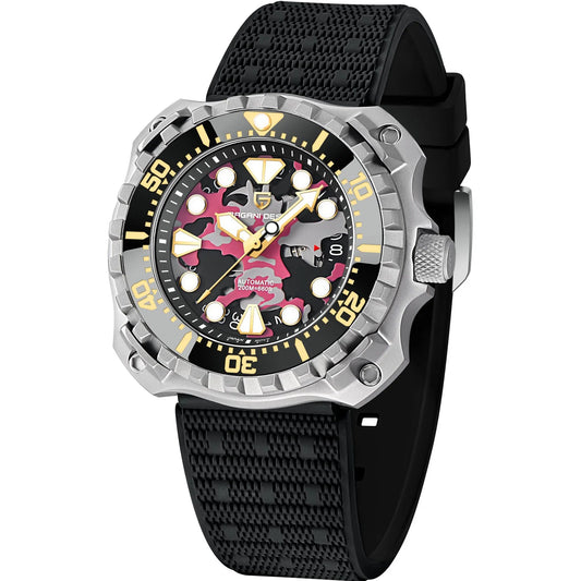 Pagani Design Stainless Steel Pink Camo Dial Automatic Watch for Gents - PD-YN009