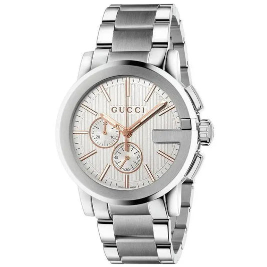 Gucci Men’s Swiss Made Quartz Stainless Steel Silver Dial 44mm Watch YA101201