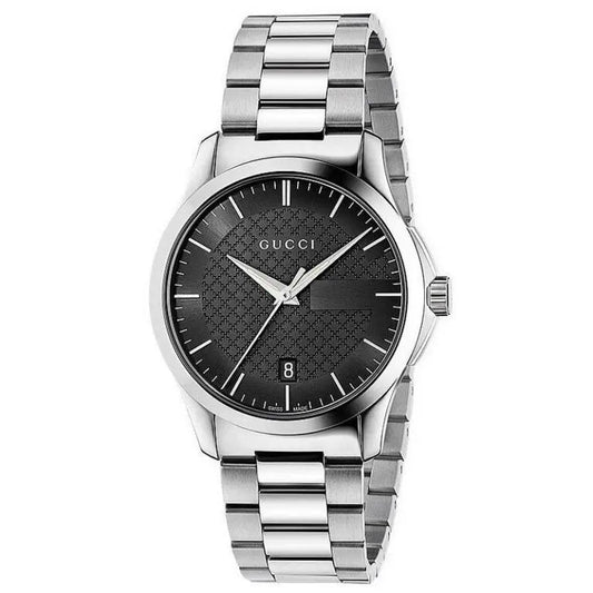Gucci Unisex Swiss Made Quartz Stainless Steel Black Dial 38mm Watch YA126457
