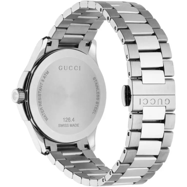 Gucci Unisex Swiss Made Quartz Stainless Steel Black Dial 38mm Watch YA126457