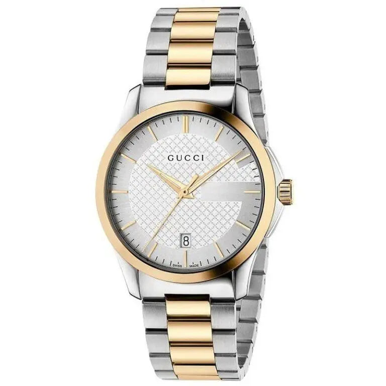 Gucci Men’s Swiss Made Quartz Stainless Steel Silver Dial 38mm Watch YA126474