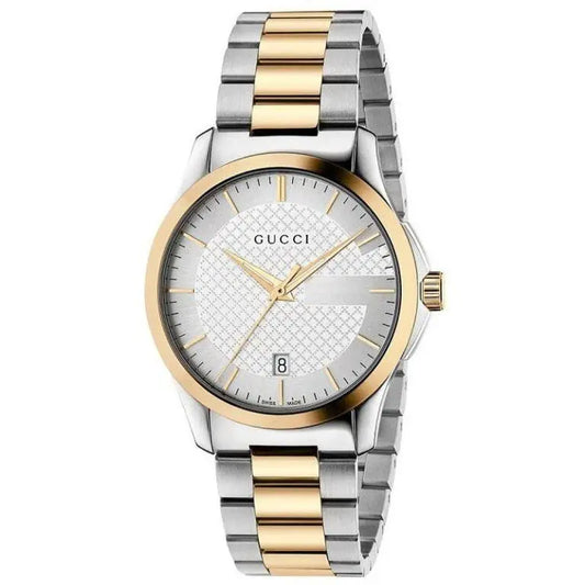 Gucci Men’s Swiss Made Quartz Stainless Steel Silver Dial 38mm Watch YA126474