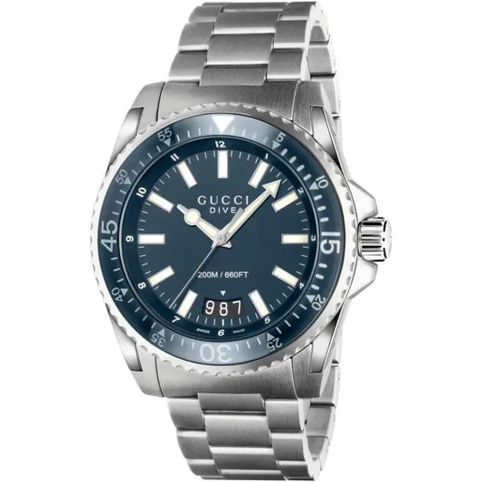 Gucci Men’s Swiss Made Quartz Stainless Steel Blue Dial 45mm Watch YA136203